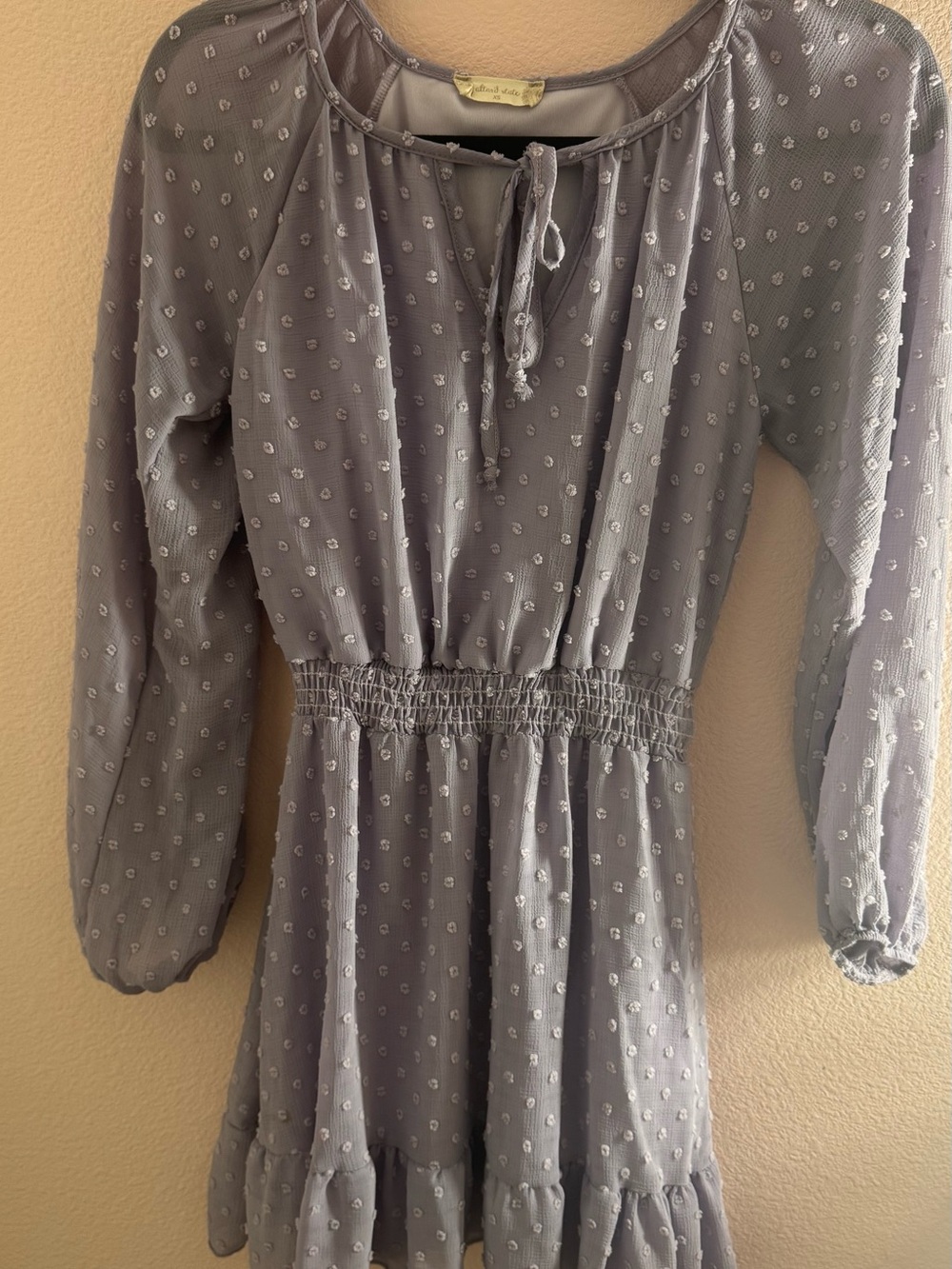 Size XS- Altar'd State Lavender Smocked-Waist Long Sleeve Dress